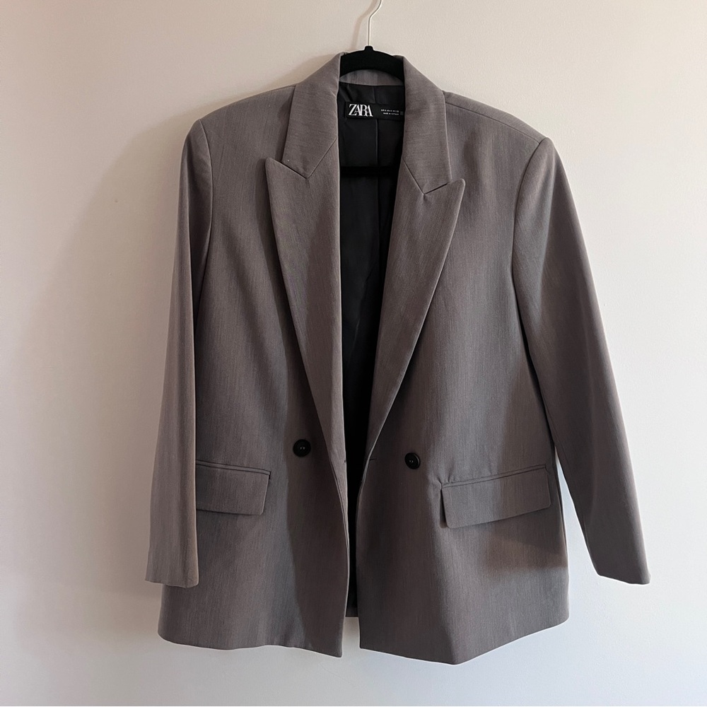 Gray Zara Blazer with Shoulder pads